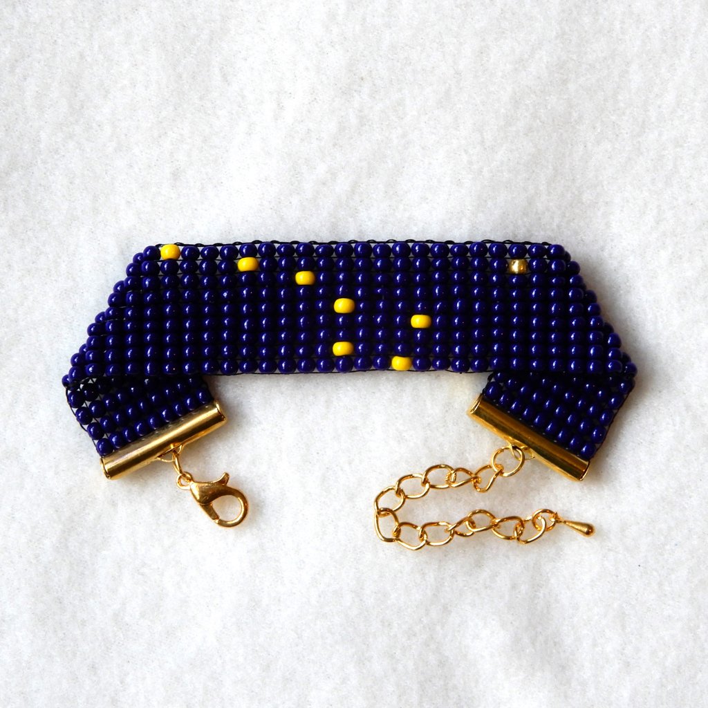 Alaska State Flag Big Dipper North Star Bead Bracelet, Handmade, Adjustable Leng